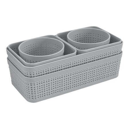 Simplify Plastic, Grey, 5.12 in W, 9.84 in D, 9.84 in L 30005-GREY